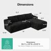 imageNovilla LShape Sectional Couches for Living Room with Smarts Coil Support 3 Seater Sectional Sofas for Living Room Bedroom Corduroy Cloud Couch Sectional No AssemblyBeige Right Hand FacingBlack