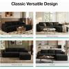 imageNovilla LShape Sectional Couches for Living Room with Smarts Coil Support 3 Seater Sectional Sofas for Living Room Bedroom Corduroy Cloud Couch Sectional No AssemblyBeige Right Hand FacingBlack