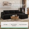 imageNovilla LShape Sectional Couches for Living Room with Smarts Coil Support 3 Seater Sectional Sofas for Living Room Bedroom Corduroy Cloud Couch Sectional No AssemblyBeige Right Hand FacingBlack