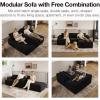 imageNovilla LShape Sectional Couches for Living Room with Smarts Coil Support 3 Seater Sectional Sofas for Living Room Bedroom Corduroy Cloud Couch Sectional No AssemblyBeige Right Hand FacingBlack