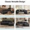 imageNovilla LShape Sectional Couches for Living Room with Smarts Coil Support 3 Seater Sectional Sofas for Living Room Bedroom Corduroy Cloud Couch Sectional No AssemblyBeige Right Hand FacingDark Grey