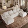 imageNovilla Modular Cloud Couch Modern Sectional Sofa with Smarts Coil Support Chenille Fabric Upholstered Couch for Living Room Apartments Bedroom No Assembly RightArm Chair Dark GreyWhite