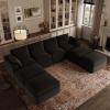 imageNovilla Modular Cloud Couch Modern Sectional Sofa with Smarts Coil Support Chenille Fabric Upholstered Couch for Living Room Apartments Bedroom No Assembly RightArm Chair Dark GreyDark Grey