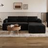 imageNovilla LShape Sectional Couches for Living Room with Smarts Coil Support 3 Seater Sectional Sofas for Living Room Bedroom Corduroy Cloud Couch Sectional No AssemblyBeige Right Hand FacingBlack