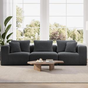 imageNovilla 106 Modular Sectional Sofa Modern Cloud Sectional Couch with Smarts Coil Support LShape Boneless Couch for Living Room Apartments Bedroom No Assembly Required 3 Seat w 1 OttomanDark Gray