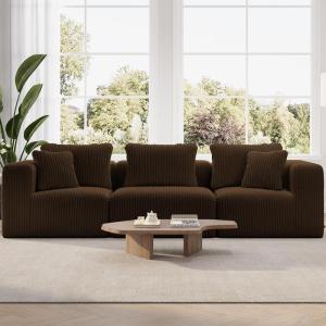 imageNovilla 106 Modular Sectional Sofa Modern Cloud Sectional Couch with Smarts Coil Support LShape Boneless Couch for Living Room Apartments Bedroom No Assembly Required 3 Seat w 1 OttomanBrown