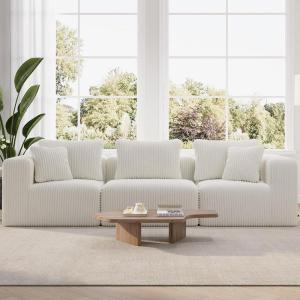 imageNovilla 106 Modular Sectional Sofa Modern Cloud Sectional Couch with Smarts Coil Support LShape Boneless Couch for Living Room Apartments Bedroom No Assembly Required 3 Seat w 1 OttomanBeige