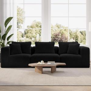 imageNovilla 106 Modular Sectional Sofa Modern Cloud Sectional Couch with Smarts Coil Support LShape Boneless Couch for Living Room Apartments Bedroom No Assembly Required 3 Seat w 1 OttomanBlack