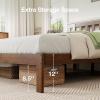imageNovilla 12 Inch Full Size Bed Frame Solid Wooden Full Bed Frames with Headboard Wooden Classic Bed Frame Foundation No Box Spring Needed Easy Assembly Natural Grain WoodWalnut