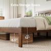 imageNovilla 12 Inch Full Size Bed Frame Solid Wooden Full Bed Frames with Headboard Wooden Classic Bed Frame Foundation No Box Spring Needed Easy Assembly Natural Grain WoodWalnut