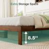 imageNovilla 12 Inch Full Size Bed Frame Solid Wooden Full Bed Frames with Headboard Wooden Classic Bed Frame Foundation No Box Spring Needed Easy Assembly Natural Grain WoodWalnut