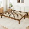 imageNovilla 12 Inch Full Size Bed Frame Solid Wooden Full Bed Frames with Headboard Wooden Classic Bed Frame Foundation No Box Spring Needed Easy Assembly Natural Grain WoodWalnut