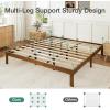 imageNovilla 12 Inch Full Size Bed Frame Solid Wooden Full Bed Frames with Headboard Wooden Classic Bed Frame Foundation No Box Spring Needed Easy Assembly Natural Grain WoodWalnut