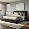 imageNovilla King Size Bed Frame Plush CloudSoft Bed Corduroy Upholstered Platform Bed Frame with Headboard Easy Assembly No Box Spring Needed Modern Soft Bed Frame WhiteBlack