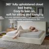 imageNovilla King Size Bed Frame Plush CloudSoft Bed Corduroy Upholstered Platform Bed Frame with Headboard Easy Assembly No Box Spring Needed Modern Soft Bed Frame WhiteWhite