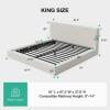 imageNovilla King Size Bed Frame Plush CloudSoft Bed Corduroy Upholstered Platform Bed Frame with Headboard Easy Assembly No Box Spring Needed Modern Soft Bed Frame WhiteWhite