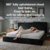 imageNovilla King Size Bed Frame Plush CloudSoft Bed Corduroy Upholstered Platform Bed Frame with Headboard Easy Assembly No Box Spring Needed Modern Soft Bed Frame WhiteBlack