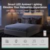 imageNovilla Queen Bed Frame with Drawers Queen Bed Frame with Headboard LED Bed Frame Queen Size Charging Station and Adjustable Headboard Bed Frame Queen Size No Box Spring Needed BeigeWhite Velvet