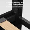 imageNovilla Queen Bed Frame with Drawers Queen Bed Frame with Headboard LED Bed Frame Queen Size Charging Station and Adjustable Headboard Bed Frame Queen Size No Box Spring Needed BeigeBlack Velvet