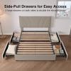 imageNovilla Queen Bed Frame with Drawers Queen Bed Frame with Headboard LED Bed Frame Queen Size Charging Station and Adjustable Headboard Bed Frame Queen Size No Box Spring Needed BeigeBeige