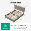 imageNovilla Queen Bed Frame with Drawers Queen Bed Frame with Headboard LED Bed Frame Queen Size Charging Station and Adjustable Headboard Bed Frame Queen Size No Box Spring Needed BeigeBeige