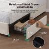 imageNovilla Queen Bed Frame with Drawers Queen Bed Frame with Headboard LED Bed Frame Queen Size Charging Station and Adjustable Headboard Bed Frame Queen Size No Box Spring Needed BeigeWhite Velvet