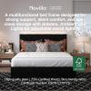 imageNovilla Queen Bed Frame with Drawers Queen Bed Frame with Headboard LED Bed Frame Queen Size Charging Station and Adjustable Headboard Bed Frame Queen Size No Box Spring Needed BeigeBlack Velvet