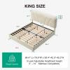 imageNovilla Queen Bed Frame with Drawers Queen Bed Frame with Headboard LED Bed Frame Queen Size Charging Station and Adjustable Headboard Bed Frame Queen Size No Box Spring Needed BeigeWhite Velvet