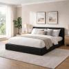 imageNovilla King Size Bed Frame Plush CloudSoft Bed Corduroy Upholstered Platform Bed Frame with Headboard Easy Assembly No Box Spring Needed Modern Soft Bed Frame WhiteBlack