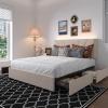 imageNovilla Queen Bed Frame with Drawers Queen Bed Frame with Headboard LED Bed Frame Queen Size Charging Station and Adjustable Headboard Bed Frame Queen Size No Box Spring Needed BeigeBeige