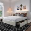 imageNovilla Queen Bed Frame with Drawers Queen Bed Frame with Headboard LED Bed Frame Queen Size Charging Station and Adjustable Headboard Bed Frame Queen Size No Box Spring Needed BeigeWhite Velvet