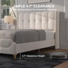 image:imageNovilla Queen Bed Frame with Charging Station amp LED Lights Upholstered French Luxury Platform Bed with Wingback Headboard Lamb Wool Fabric No Box Spring Needed Easy Assembly Cream WhiteQueen