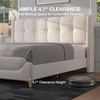 image:imageNovilla Queen Bed Frame with Charging Station amp LED Lights Upholstered French Luxury Platform Bed with Wingback Headboard Lamb Wool Fabric No Box Spring Needed Easy Assembly Cream WhiteKing
