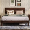 image:imageNovilla King Size Bed Frame with 3Level Adjustable Storage Headboard Solid Wood Platform Bed Frame with Slats No Box Spring Needed Noise Free Walnut Finish for Master Bedroom and Guest RoomWalnut