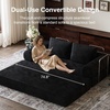 image:imageNovilla 75 Convertible Futon Sofa Bed Boneless Couch with Smarts Coil Support amp HighDensity Foam No Assembly Corduroy Folding Loveseat Floor Sleeper for Living Room Apartment Bedroom BlackBlack