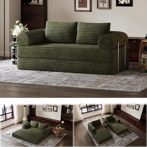 image:imageNovilla 75 Convertible Futon Sofa Bed Boneless Couch with Smarts Coil Support amp HighDensity Foam No Assembly Corduroy Folding Loveseat Floor Sleeper for Living Room Apartment Bedroom BlackGreen
