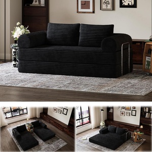 image:imageNovilla 75 Convertible Futon Sofa Bed Boneless Couch with Smarts Coil Support amp HighDensity Foam No Assembly Corduroy Folding Loveseat Floor Sleeper for Living Room Apartment Bedroom BlackBlack