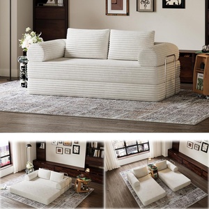 image:imageNovilla 75 Convertible Futon Sofa Bed Boneless Couch with Smarts Coil Support amp HighDensity Foam No Assembly Corduroy Folding Loveseat Floor Sleeper for Living Room Apartment Bedroom BlackBeige