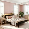 image:imageNoviila Twin Bed Frame with LED Lights and Charging Station Metal Platform Bed with 2Tier Storage Headboard Smart Music Sync ToolFree Assembly No Box Spring Needed BlackFull