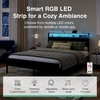 image:imageNoviila Twin Bed Frame with LED Lights and Charging Station Metal Platform Bed with 2Tier Storage Headboard Smart Music Sync ToolFree Assembly No Box Spring Needed BlackFull