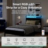 image:imageNoviila Twin Bed Frame with LED Lights and Charging Station Metal Platform Bed with 2Tier Storage Headboard Smart Music Sync ToolFree Assembly No Box Spring Needed BlackTwin