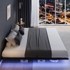image:imageNovilla Floating Bed Frame with LED Lights Modern Platform Queen Bed Frame with Mattress Slide Stopper Easy Assembly No Box Spring Needed Noise FreeKing