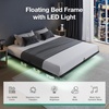 image:imageNovilla Floating Bed Frame with LED Lights Modern Platform Queen Bed Frame with Mattress Slide Stopper Easy Assembly No Box Spring Needed Noise FreeKing