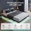 image:imageNovilla Floating Bed Frame with LED Lights Modern Platform Queen Bed Frame with Mattress Slide Stopper Easy Assembly No Box Spring Needed Noise FreeQueen