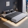 image:imageNovilla Floating Bed Frame with LED Lights Modern Platform Queen Bed Frame with Mattress Slide Stopper Easy Assembly No Box Spring Needed Noise FreeKing